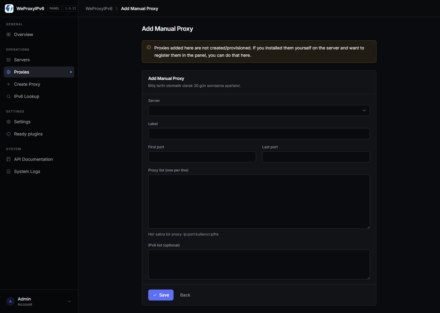 Add proxy manually