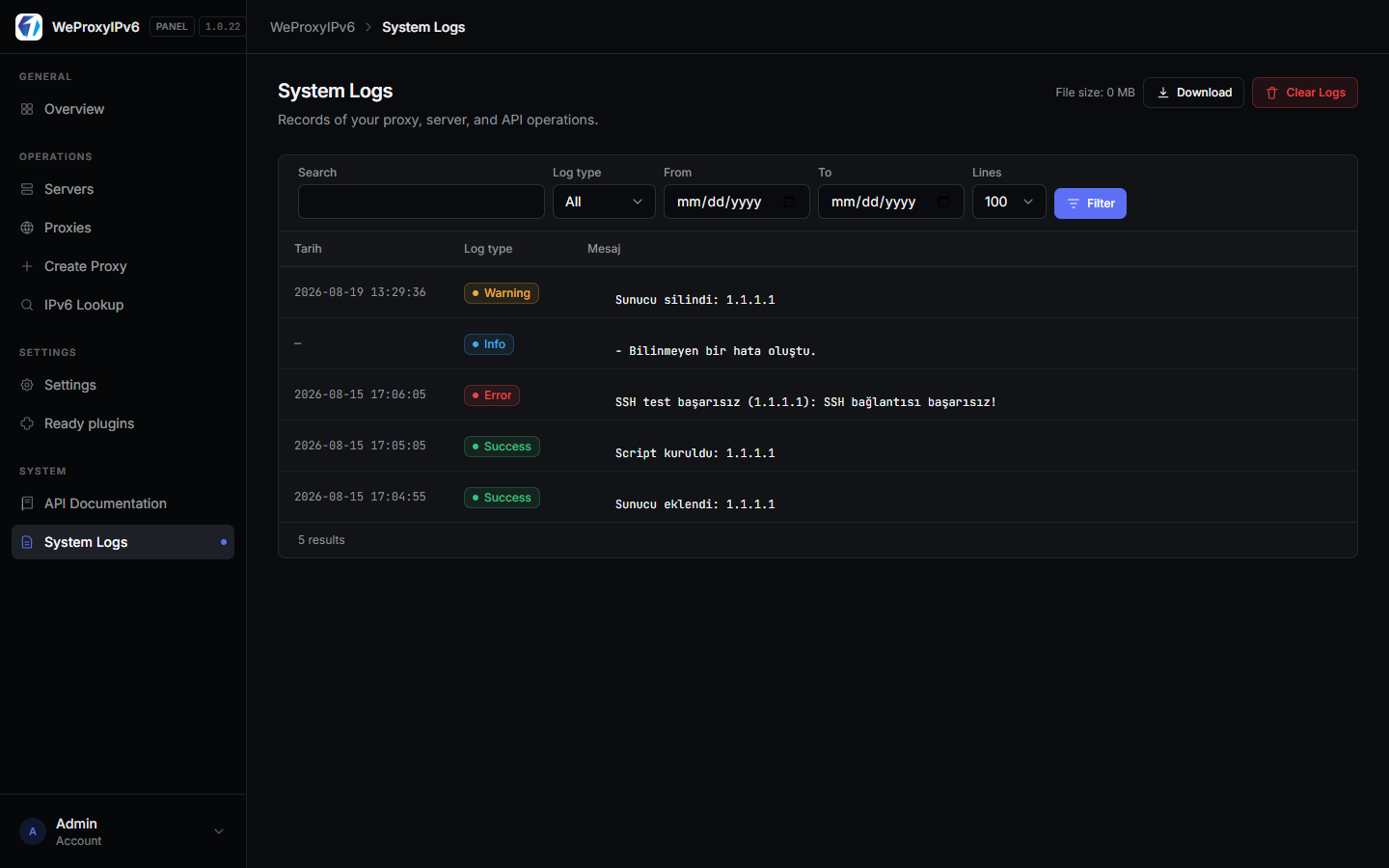 System logs