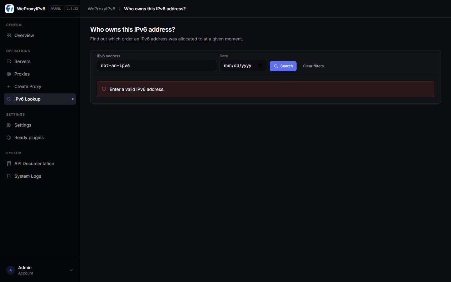 Invalid IPv6 address